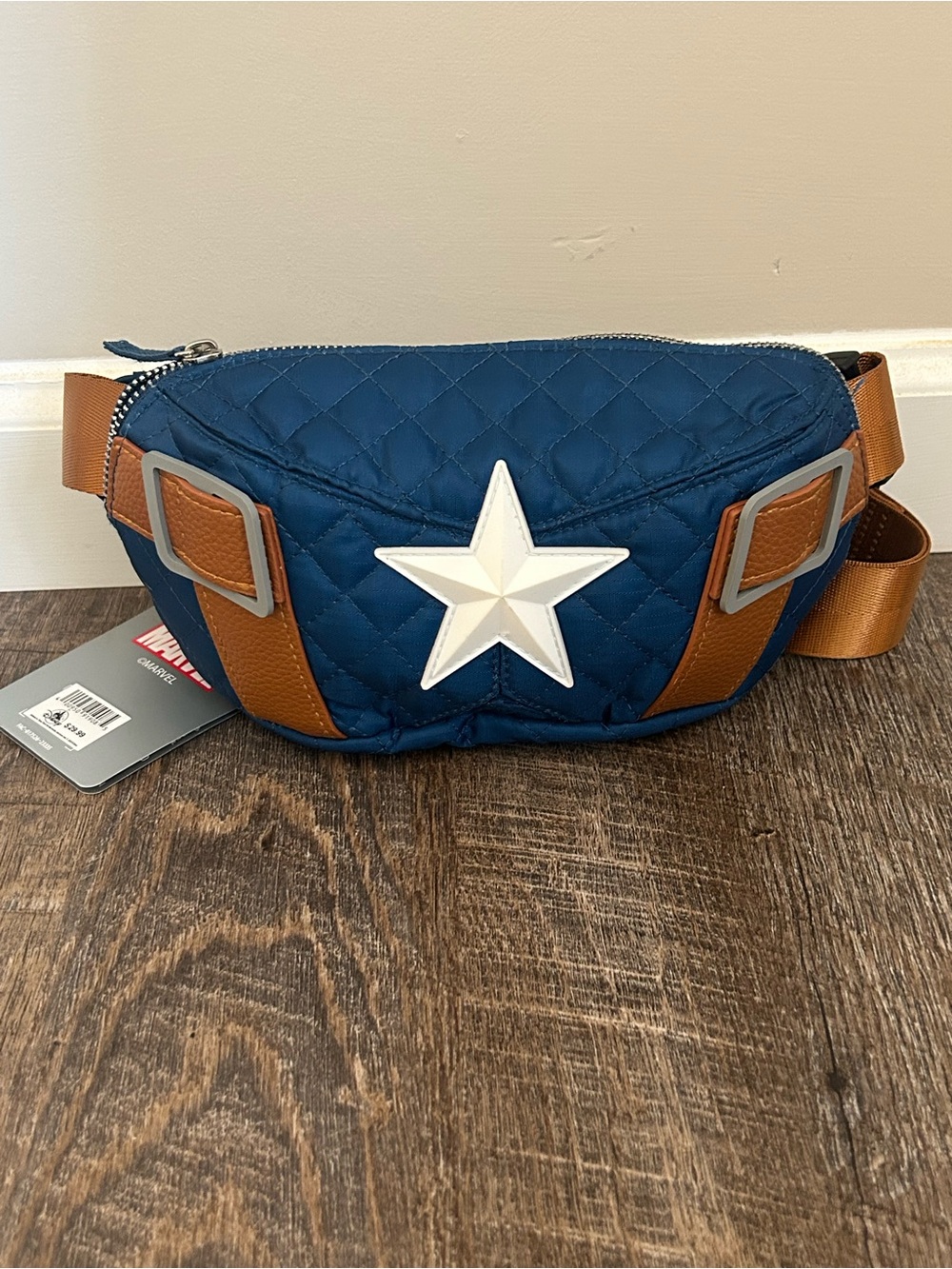 Marvel Capitan America Blue Star Quilted Crossbody Belt Bag - NWT